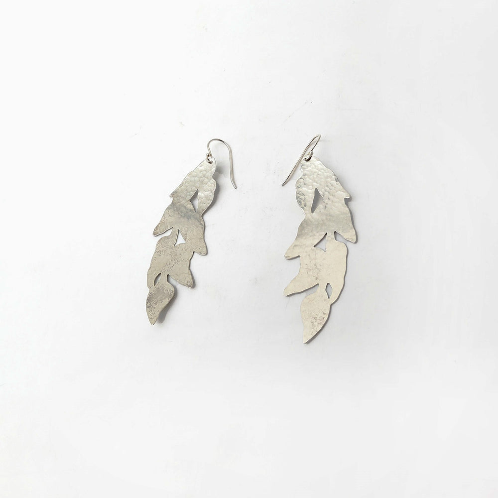 Silver Hammered Leaf Earrings