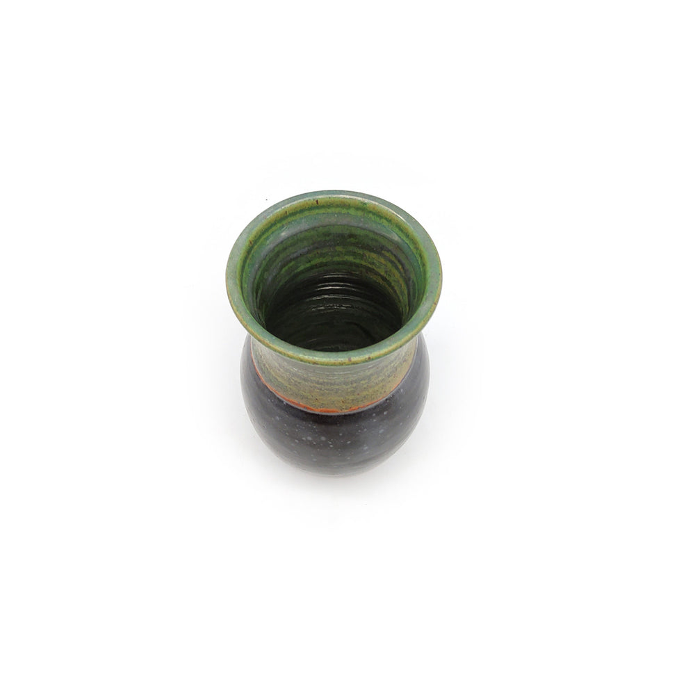 Green and Black Round Vase