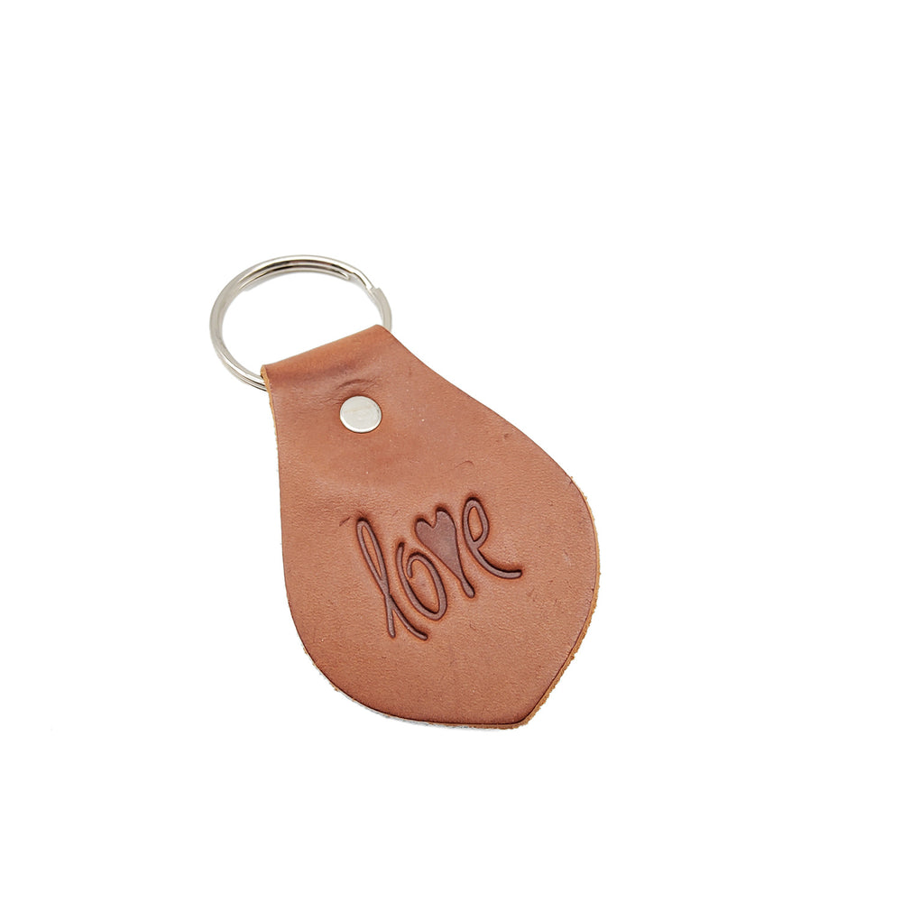 &quot;Love&quot; Brown Leather Keychain