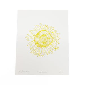 Sunflower Letterpress Print