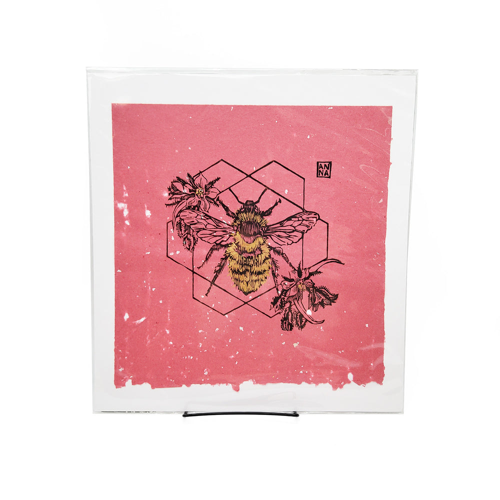 Bumble Bee & Borage Print Handmade Punch