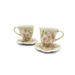 Rose and Green Teacup and Saucer