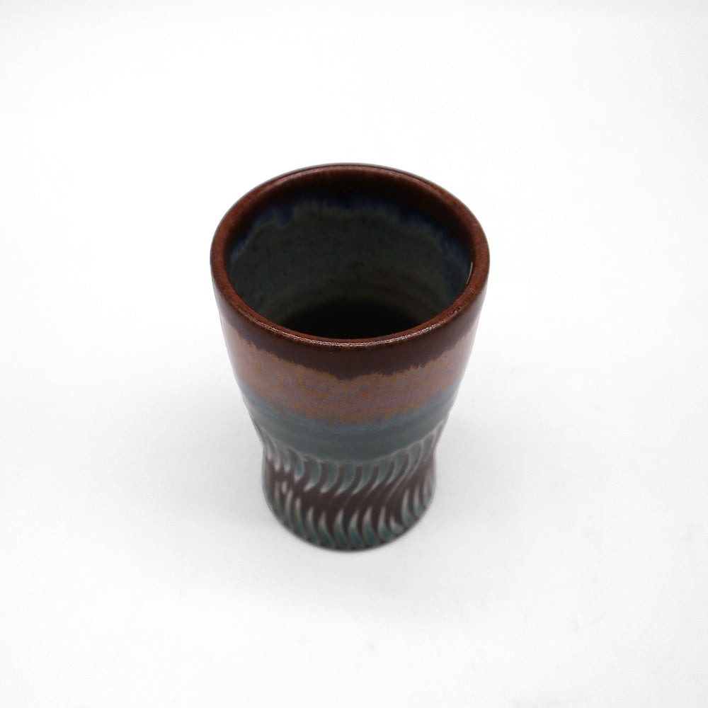 Teal and Purple Carved Cup