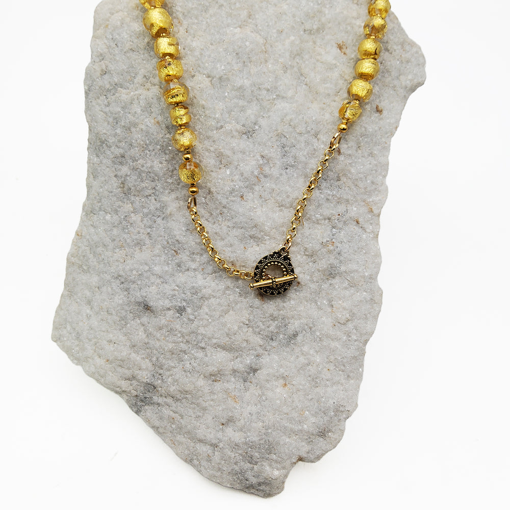 Gold Infused Glass Bead Necklace