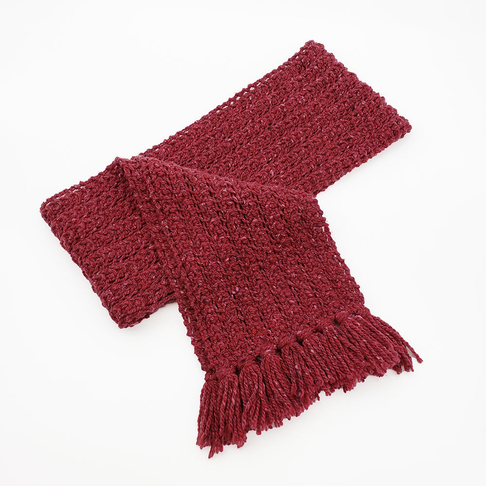 Deep Red – Ithaca\'s Cooperative Handwork Knit Scarf Artist