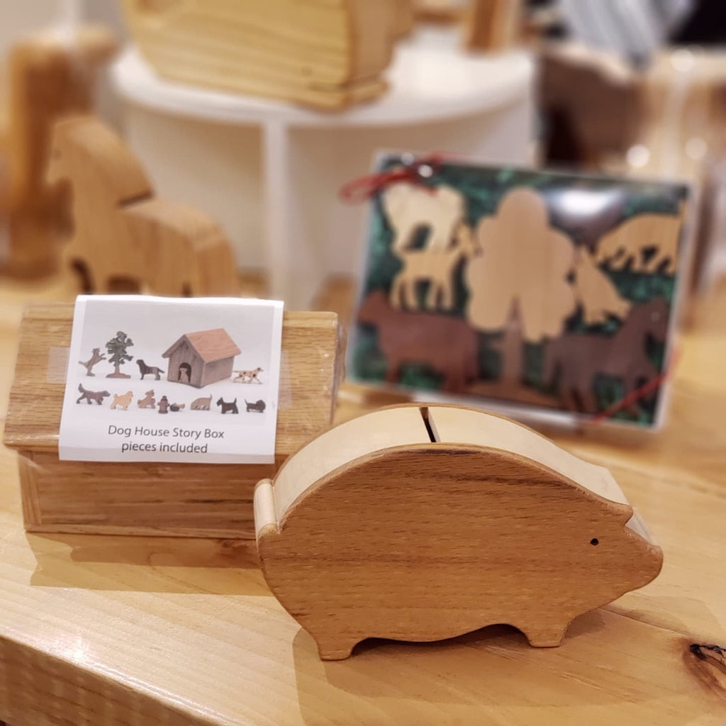 Did you know we carry cute wooden kid's toys and piggy banks ...