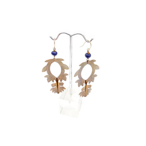 Lapis and Brass Cut-out Earrings