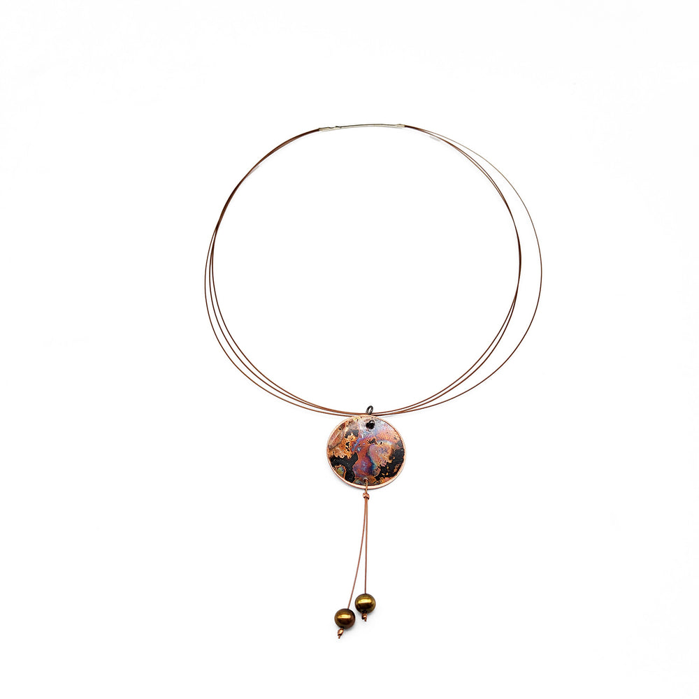 Concave Circle Pearl Cascade Necklace