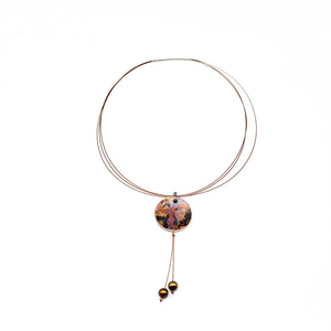 Concave Circle Pearl Cascade Necklace