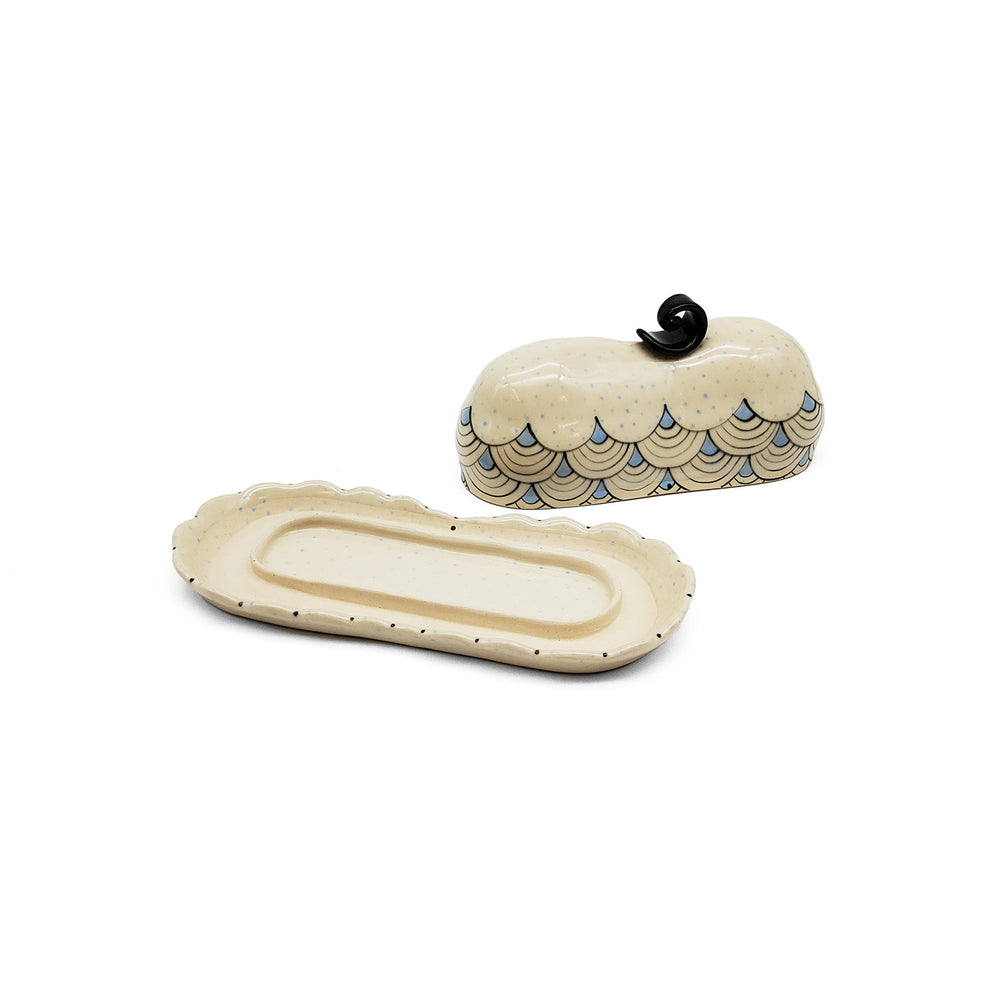 Light Blue Whimsical Butterdish