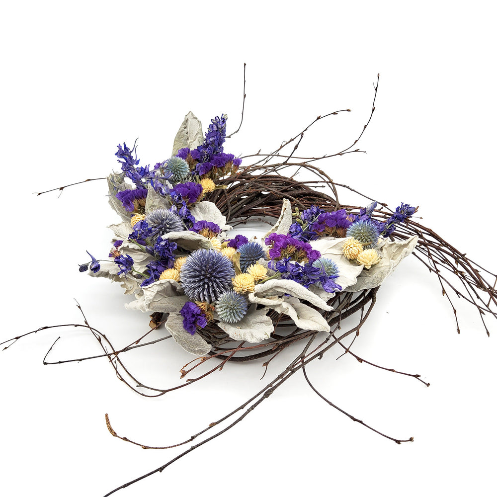 Blue and Purple Globe Thistle Wreath