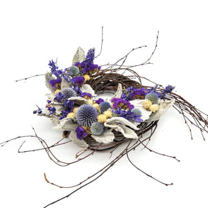 Blue and Purple Globe Thistle Wreath
