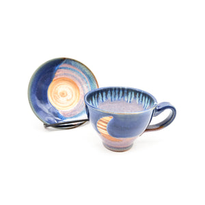 Crescent Moon Tea Cup and Saucer Blue