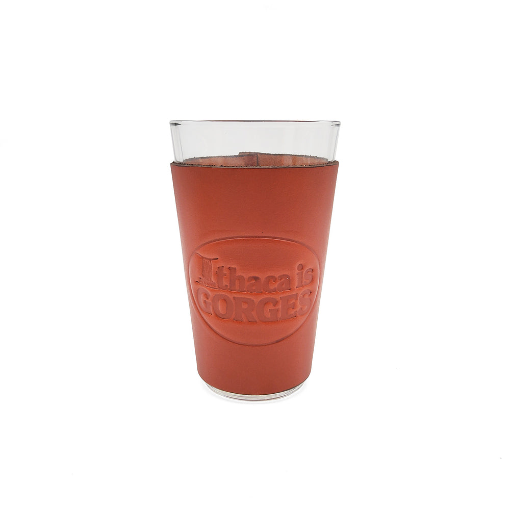 "Ithaca is Gorges" Glass Koozie Brown