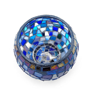 Blue Mosaic Glass Votive Candle Holder