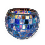 Blue Mosaic Glass Votive Candle Holder