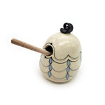 Scalloped Baby Blue Honey Pot & Stick
