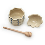 Scalloped Baby Blue Honey Pot & Stick