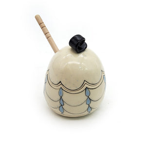 Scalloped Baby Blue Honey Pot & Stick