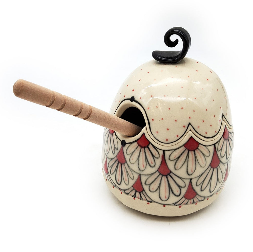 Rose & Black Honey Pot With Daisies