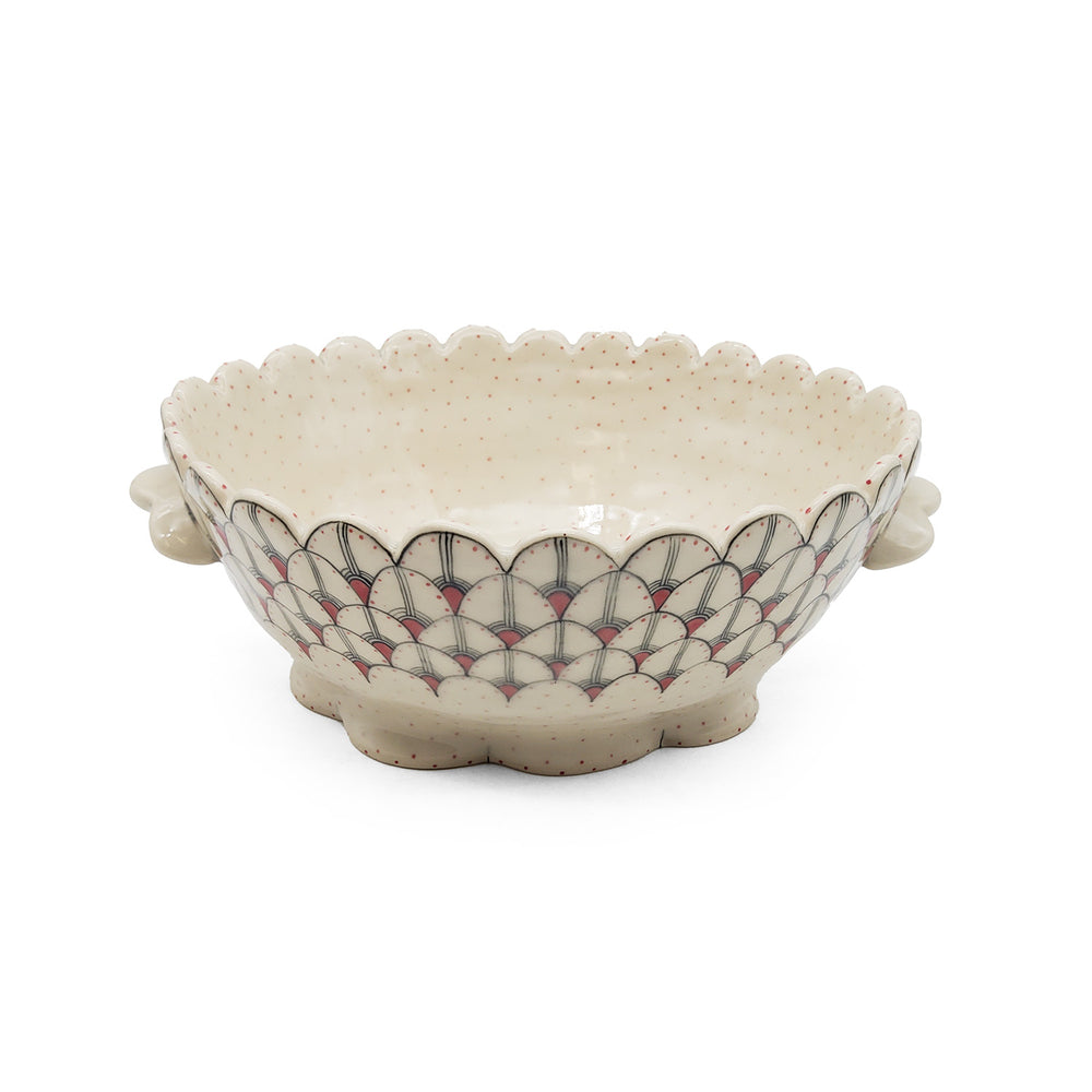 Oval Scalloped Edge Serving Bowl