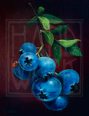 "Ladybug on Blueberries" Giclee Print
