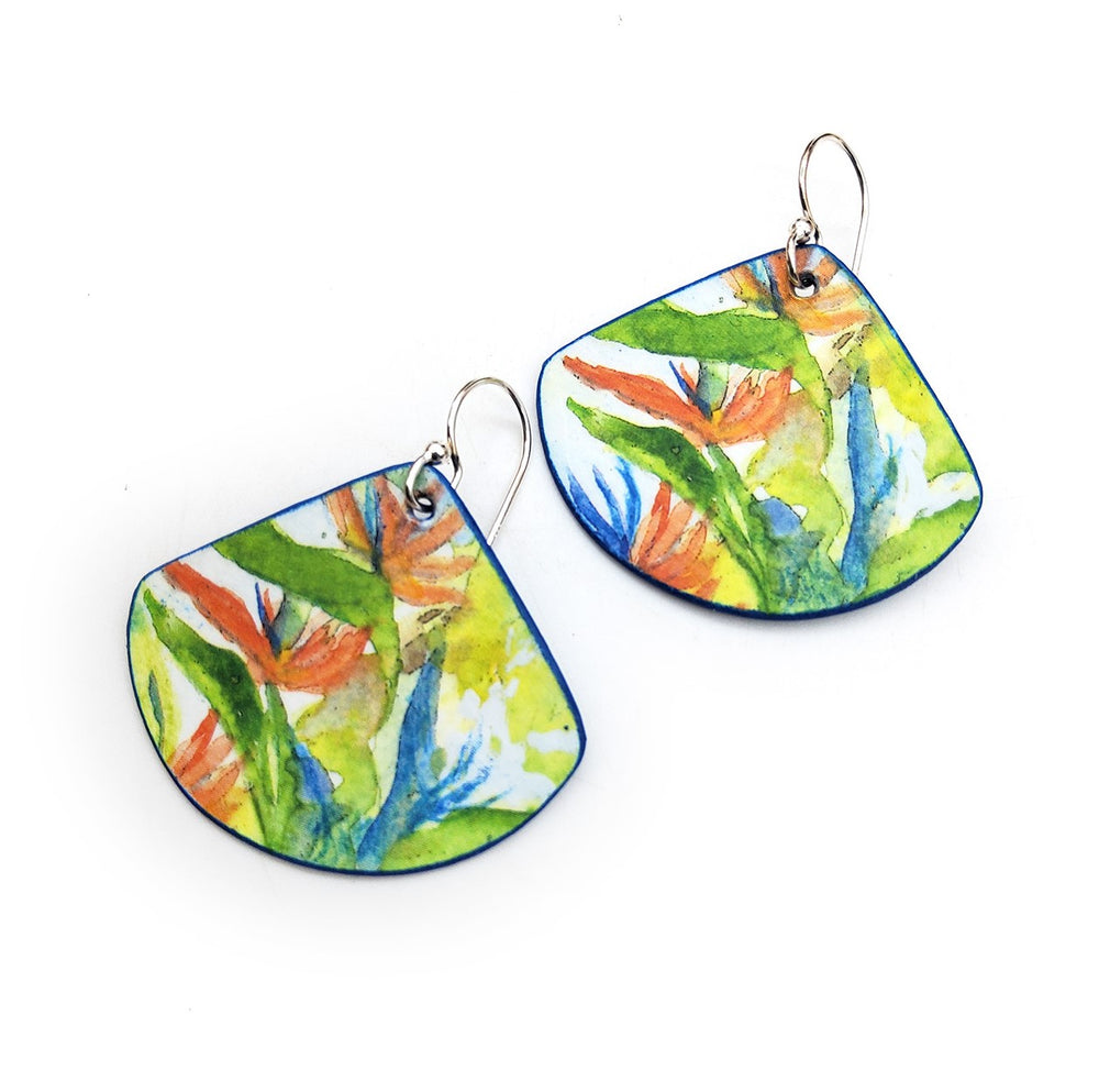Watercolor Birds of Paradise Earrings