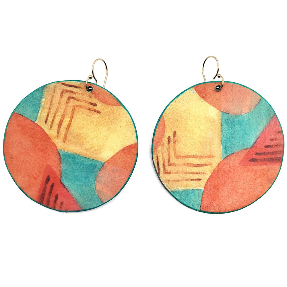 Color Block Circle Earrings