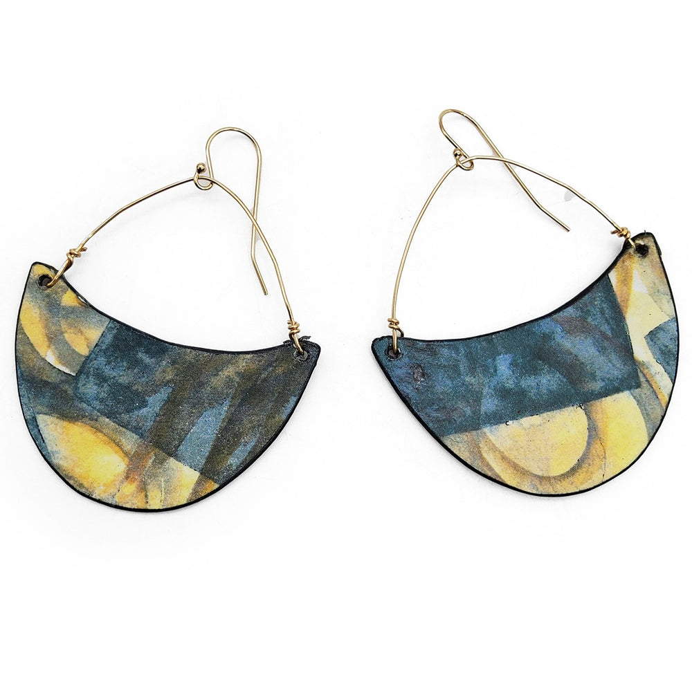 Light & Shadow Hanging Crescent Earrings