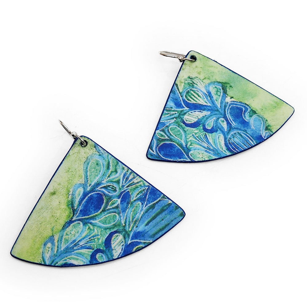 Peacock Pattern Triangle Earrings
