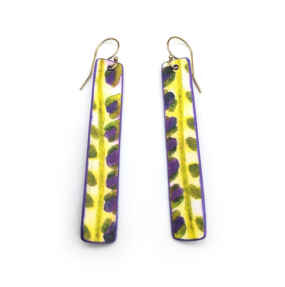 Green & Purple Watercolor Earrings