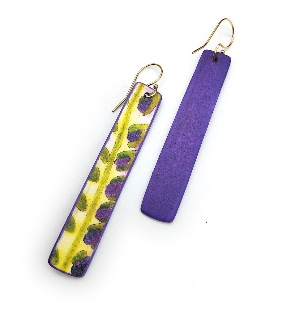 Green & Purple Watercolor Earrings