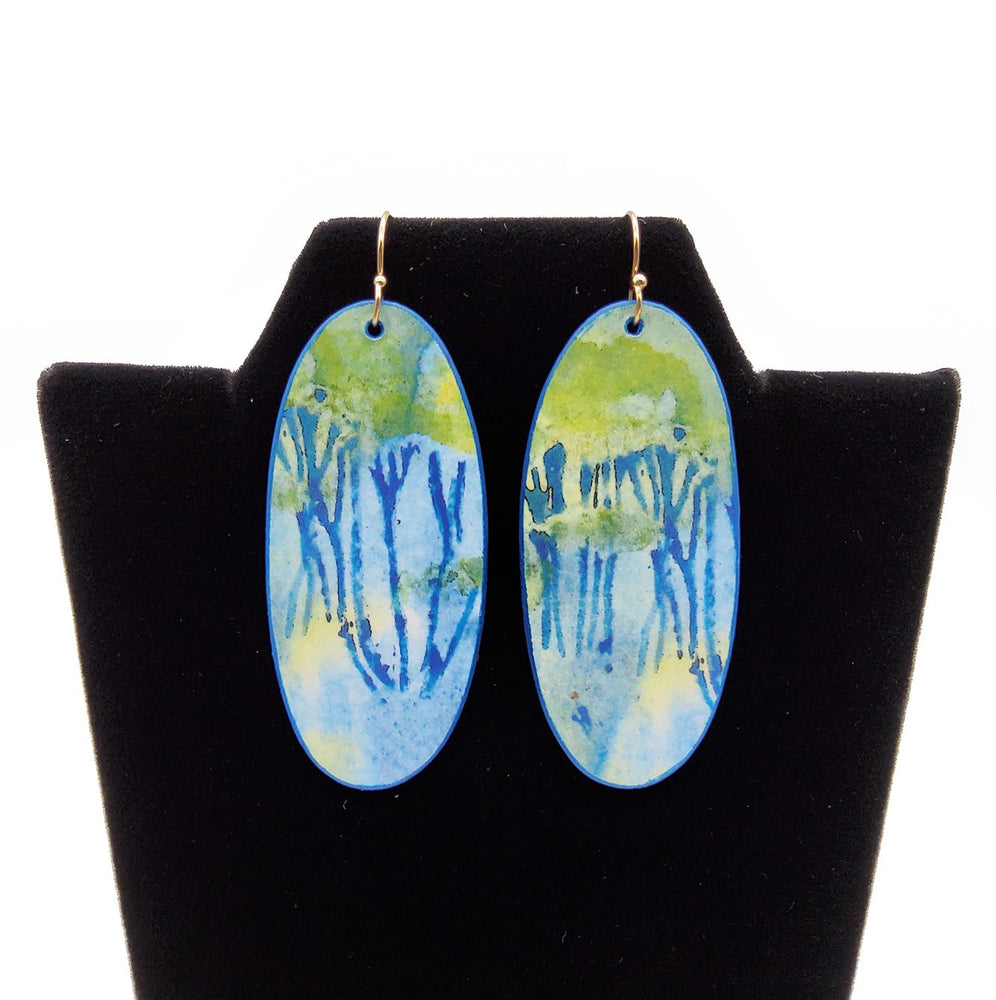 Tree Reflections Watercolor Earrings