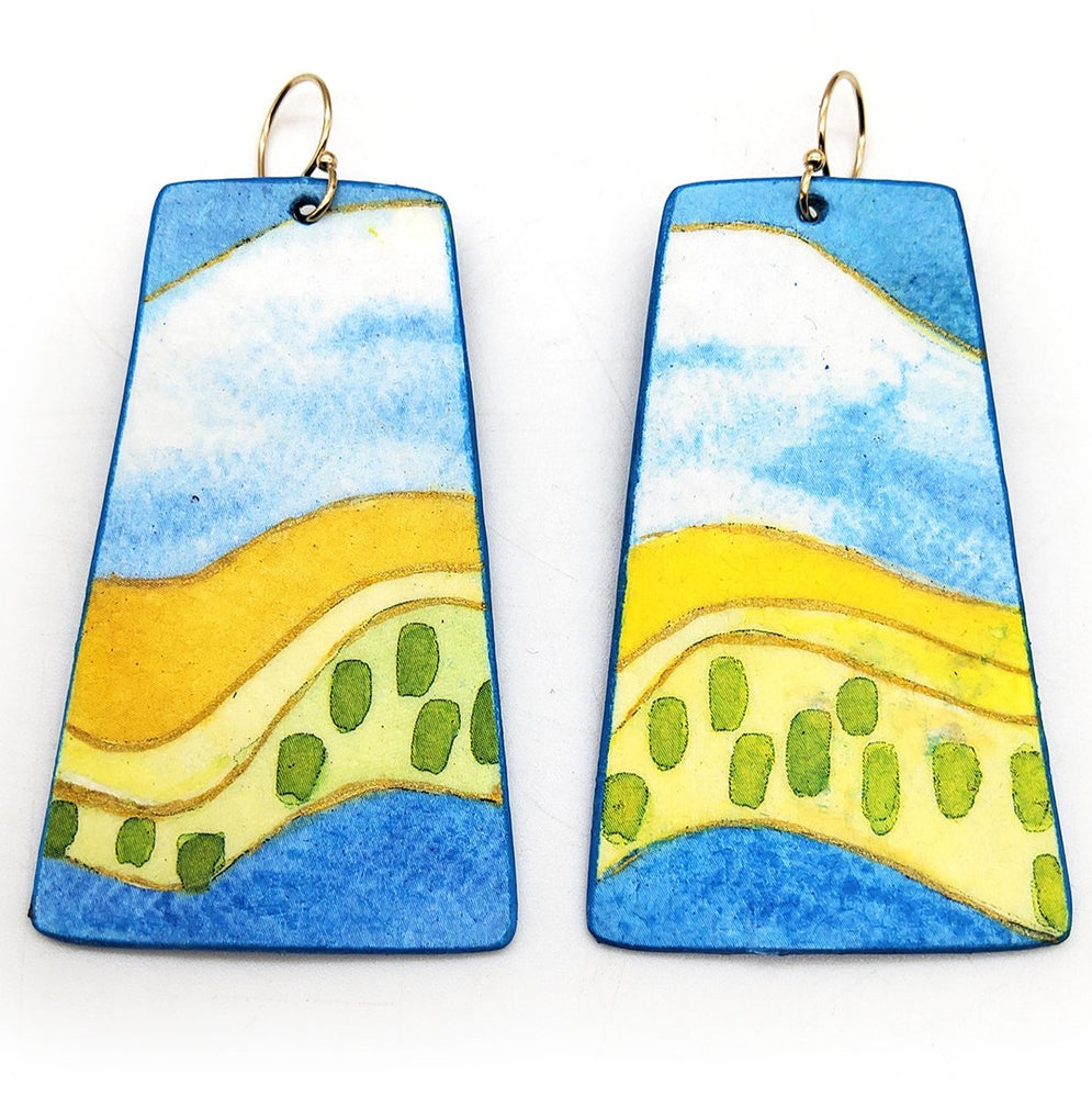 Country Hillside Watercolor Earrings