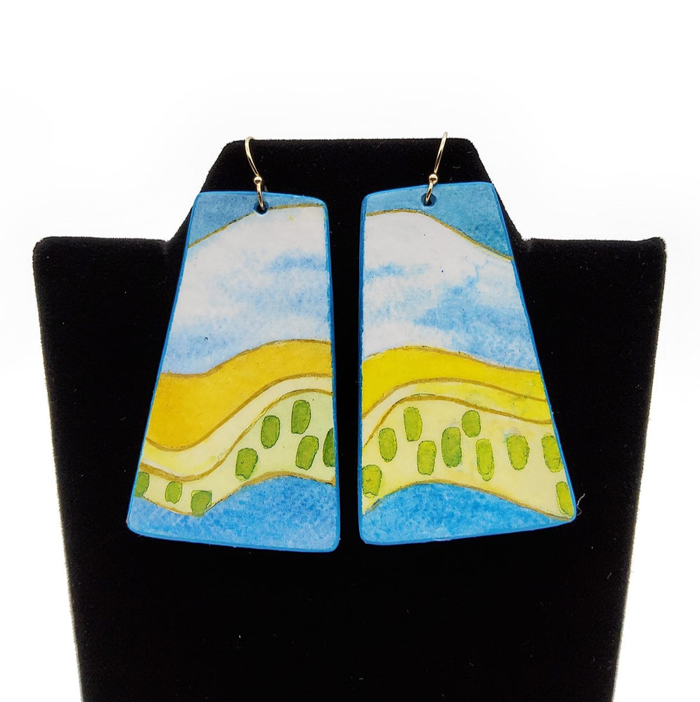 Country Hillside Watercolor Earrings
