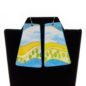 Country Hillside Watercolor Earrings