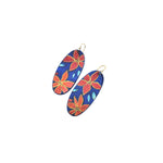 Blue With Red Flower Watercolor Earrings