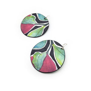 Purple Leaf Round Earrings