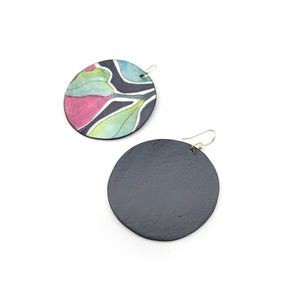 Purple Leaf Round Earrings