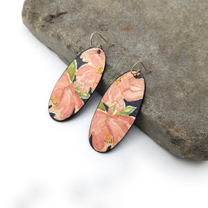 Red Flower Watercolor Earrings