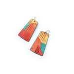Teal and Orange Watercolor Earrings