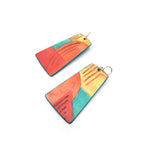 Teal and Orange Watercolor Earrings