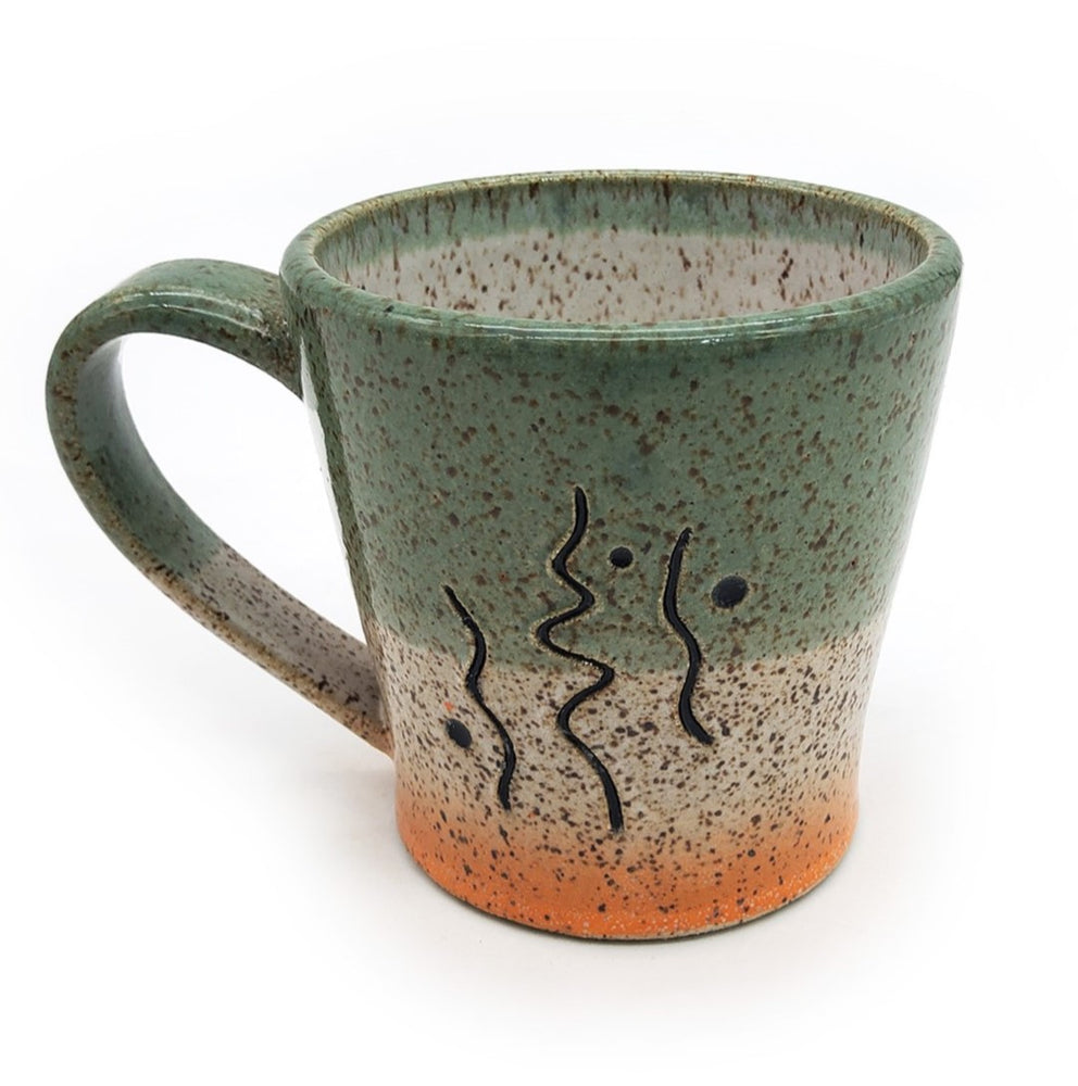 Small Green & Orange Squiggle Mug