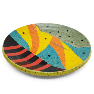 Abstract Color Block Ceramic Plate