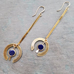 Brass and Lapis Pendulum Earrings