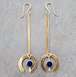 Brass and Lapis Pendulum Earrings