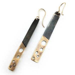 Oxidized Brass Circle Cutout Earrings