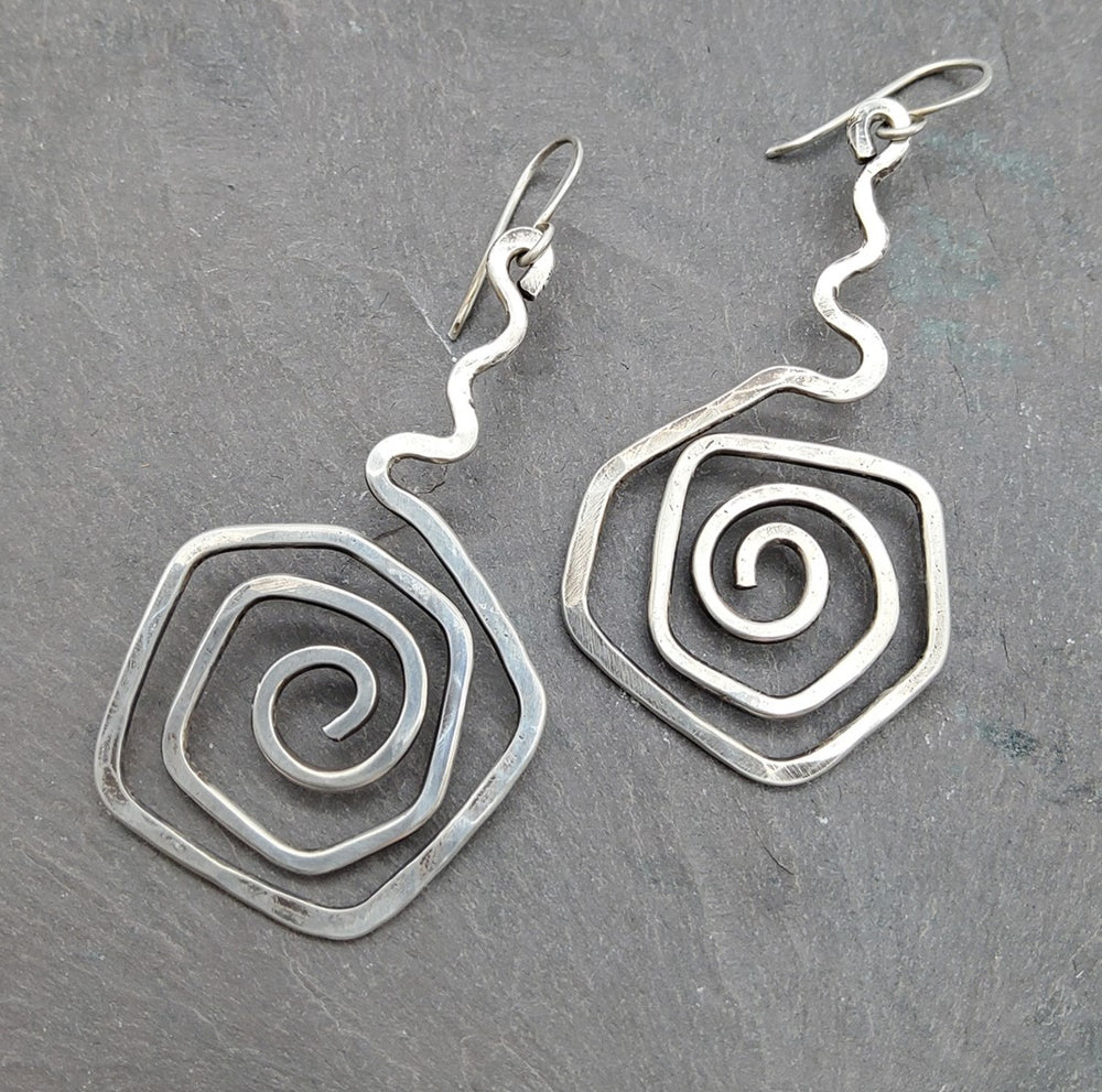 Sterling Silver Wobbly Spiral Earrings