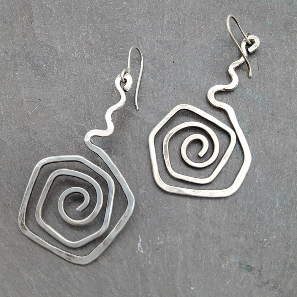 Sterling Silver Wobbly Spiral Earrings