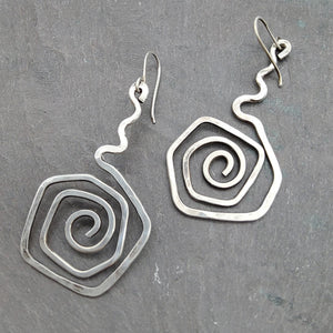 Sterling Silver Wobbly Spiral Earrings